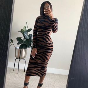 Back Cutout Tiger Print Dress